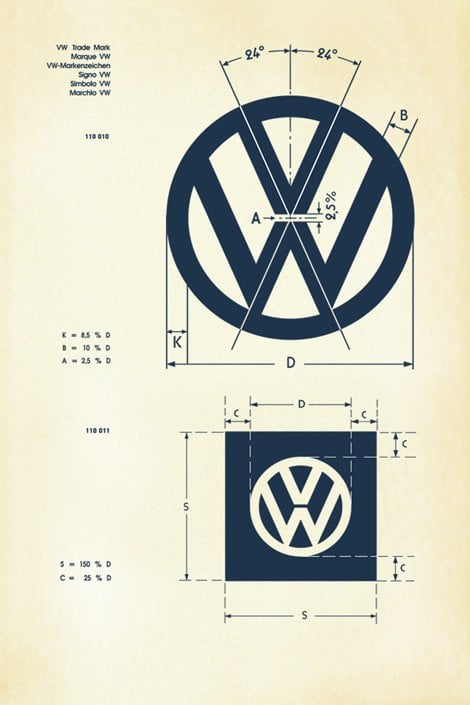 RecreatedVintage VW Logo Specification Poster For Download