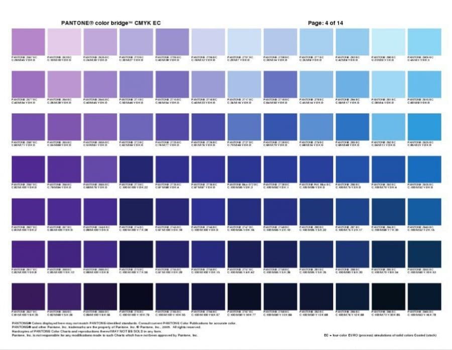 Pantone Colour List