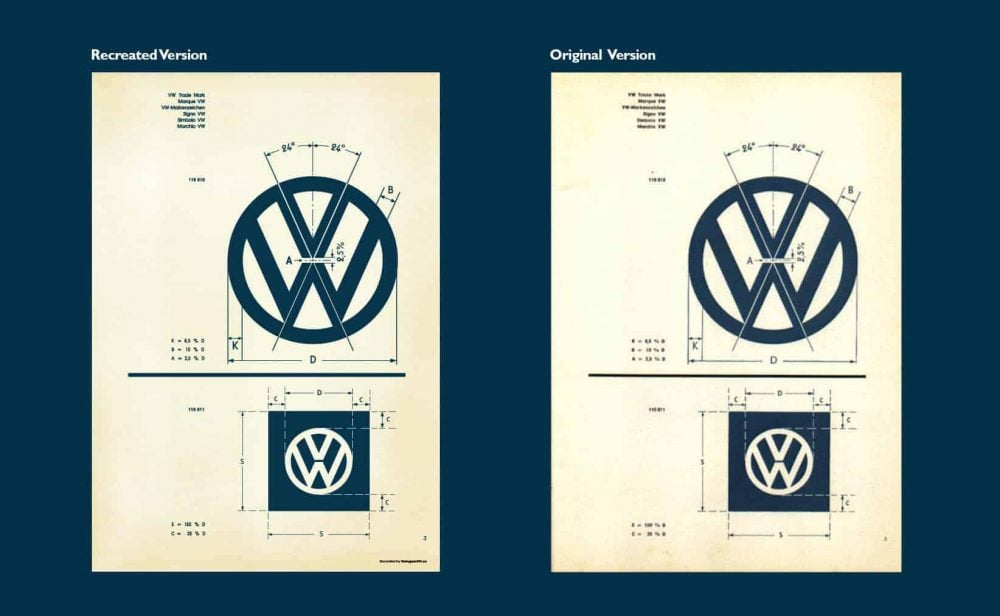 Recreated Vintage VW Logo Specifications Poster for Download