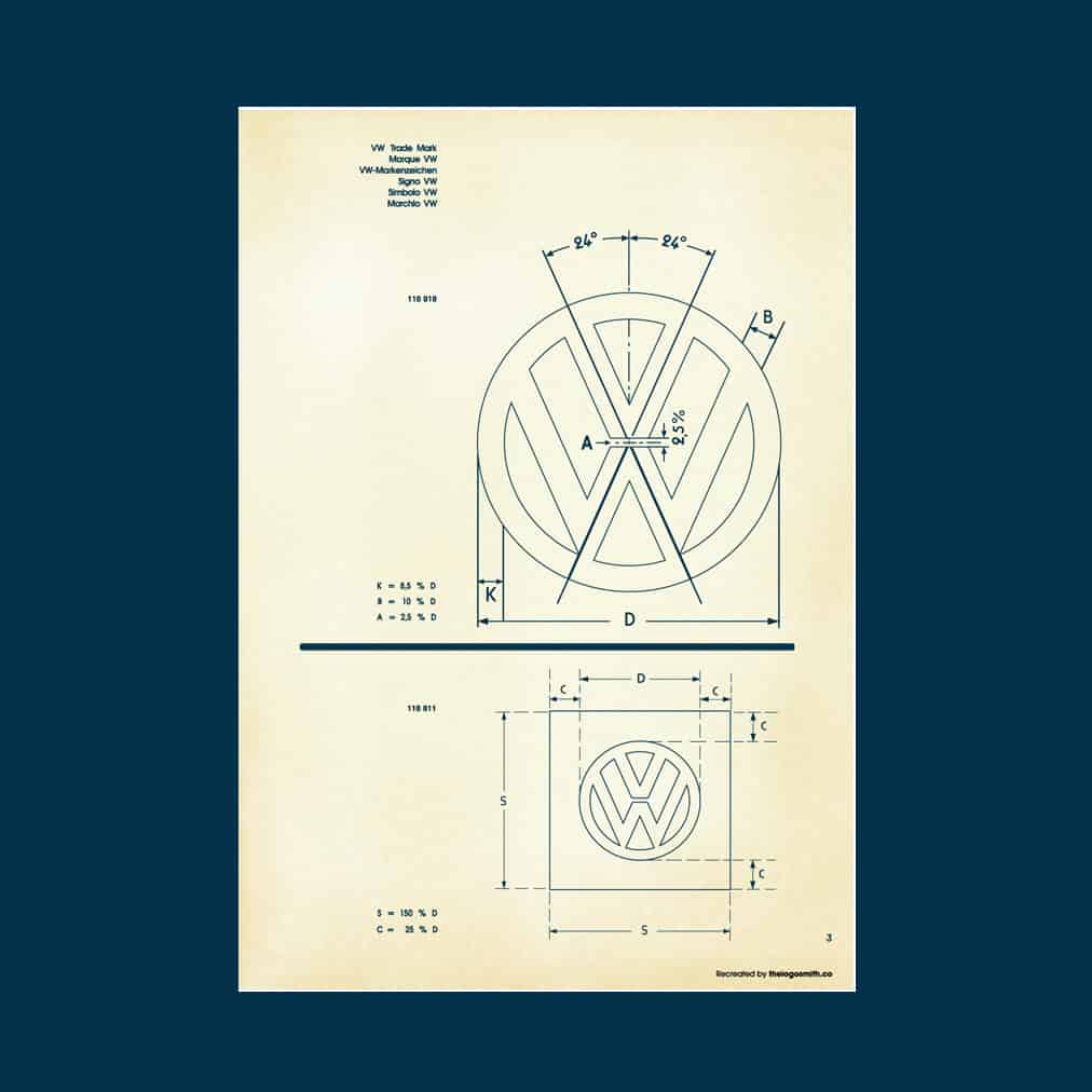 Recreated-Vintage VW Logo Specification Poster For Download