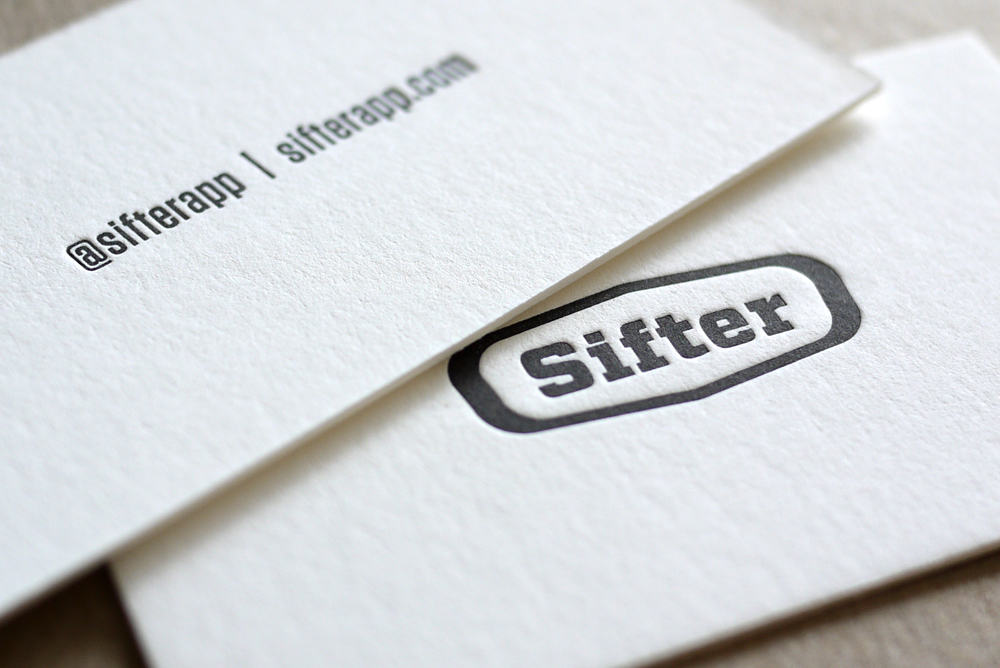 sifter letterpress business cards