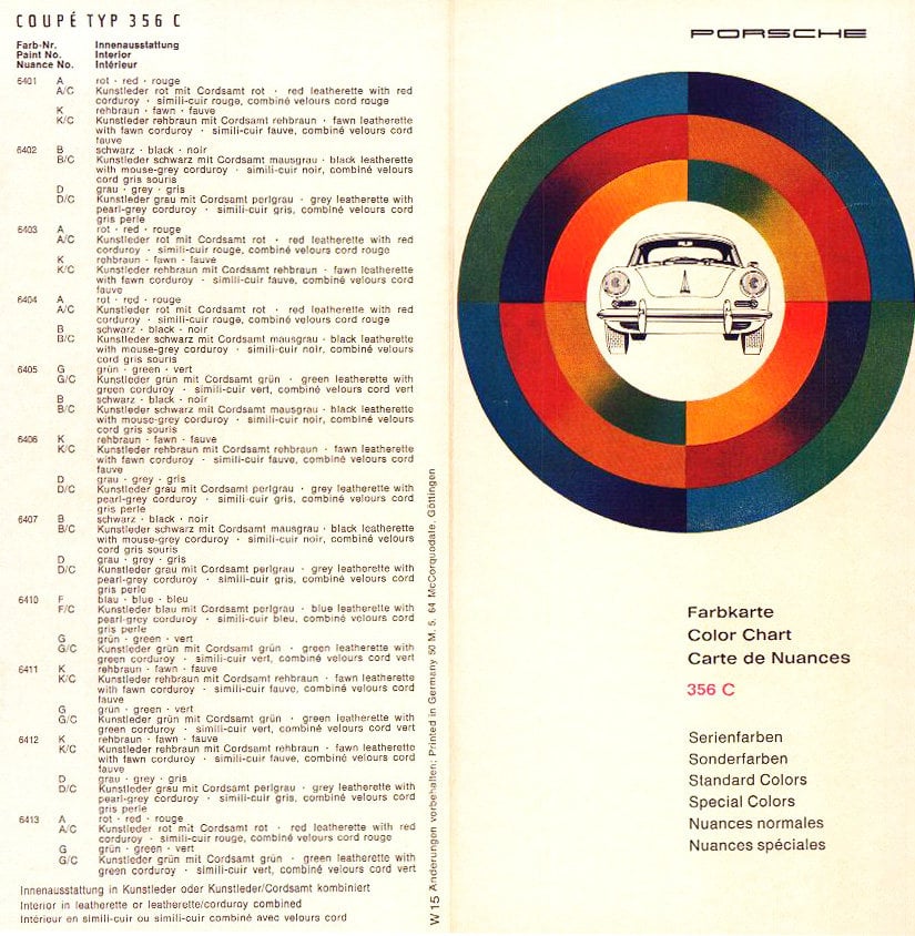 Porsche 356 Color Chart 2