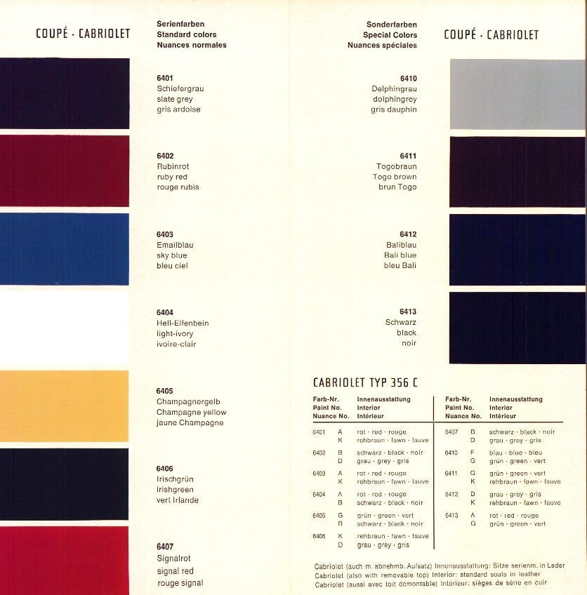 Porsche 356 Color Chart 2