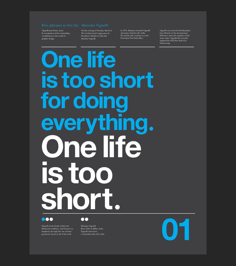 5 Phrases Of Massimo Vignelli Set in Helvetica by Anthony Neil Dart