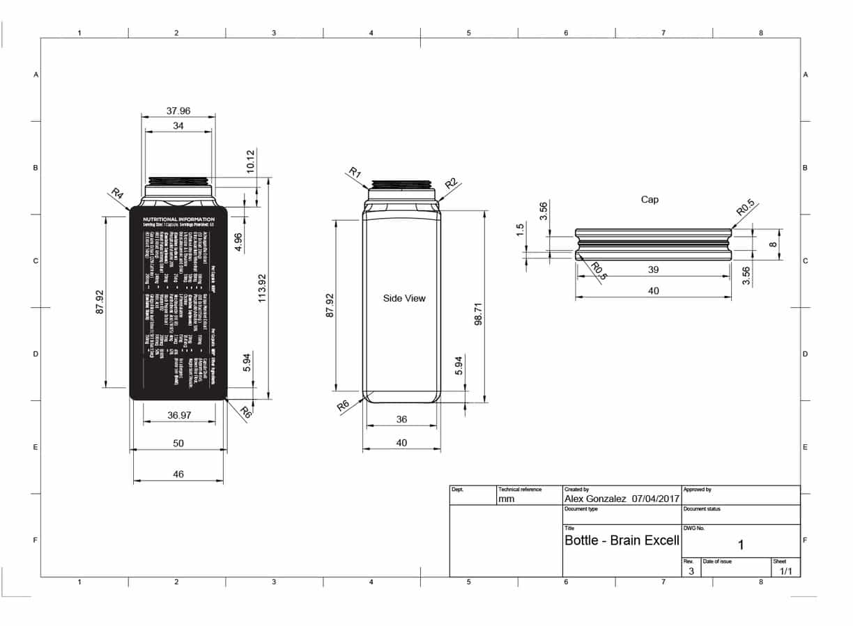 BrainExcell Bottle Schematics