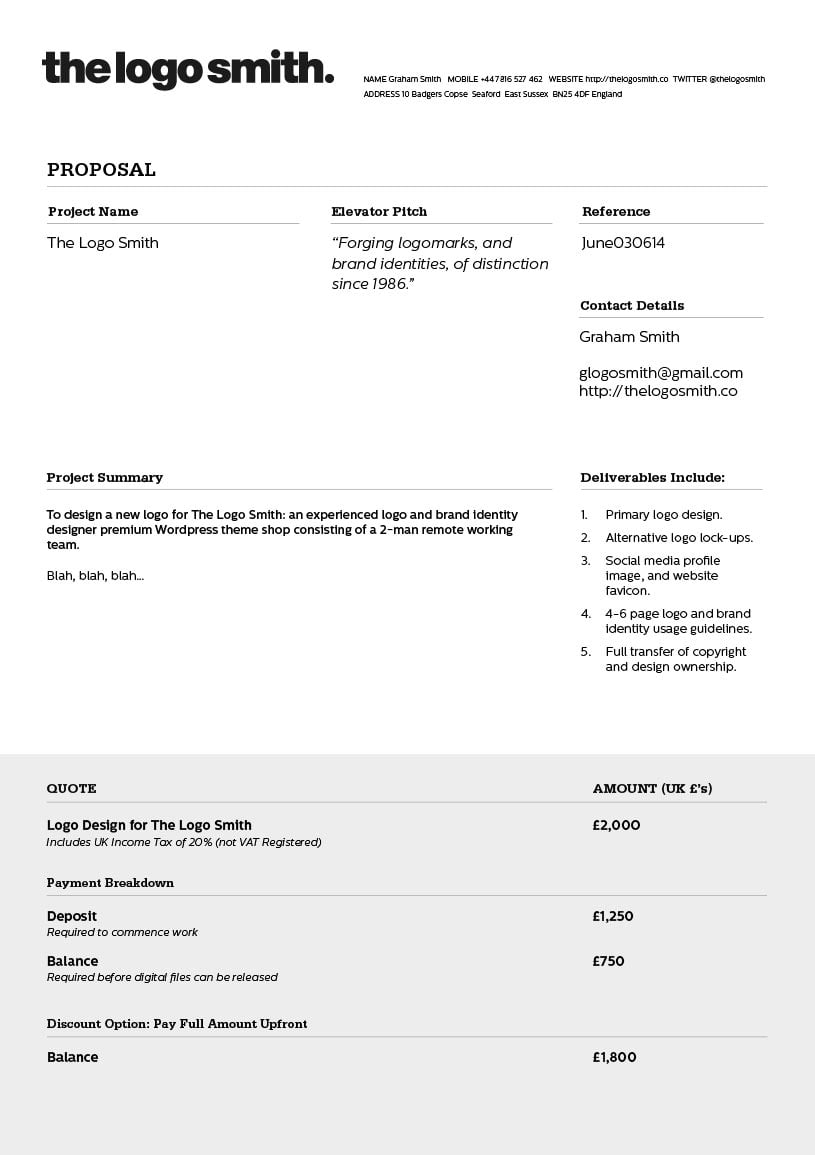 Logo Design Proposal Invoice Template