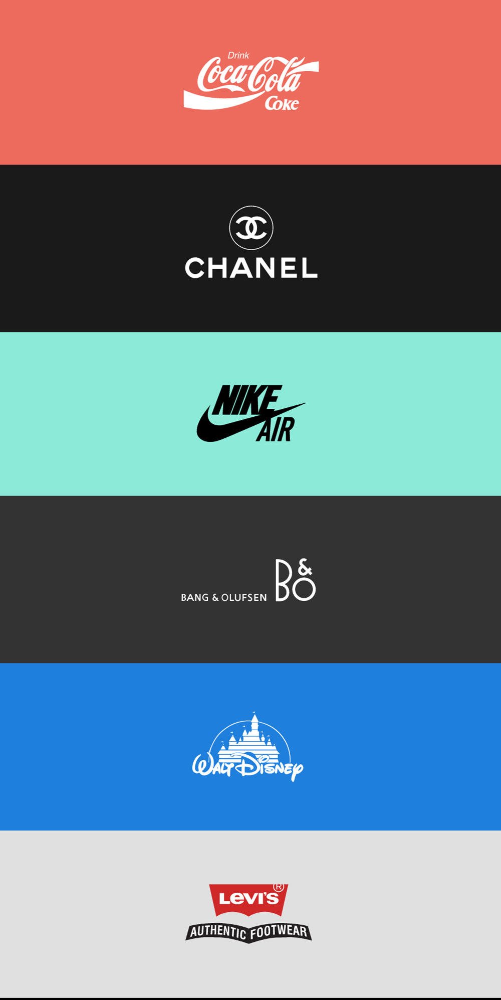 Responsive Logo Designs: Chanel, Coca Cola, Nike Air, Bang & Olufsen, Disney