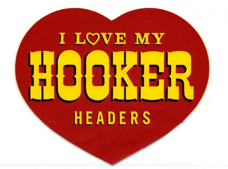 I Love My Hooker Headers Vintage Racing Logo Decal