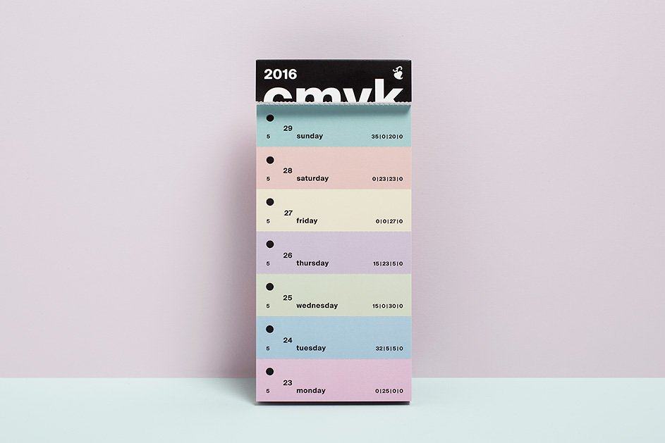 cmyk color swatch calendar 2016 Designed by Peter von Freyhold