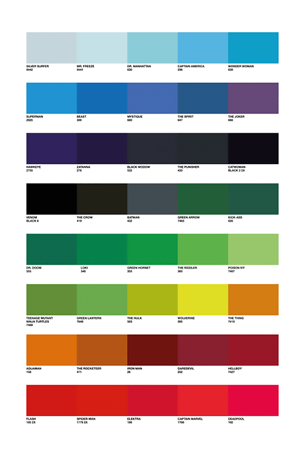 40 Pantone and Color Swatch Poster