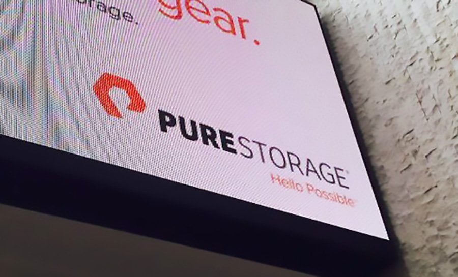 Pure Storage Logo on LCD Sign at JFK Airport