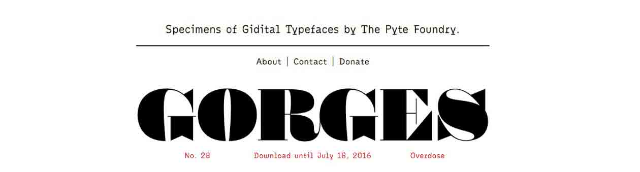 Specimens of Digital Typefaces by The Pyte Foundry