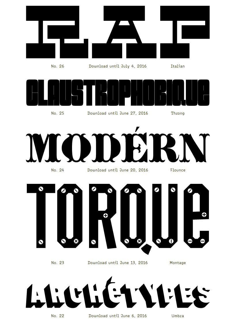Specimens of Digital Typefaces by The Pyte Foundry