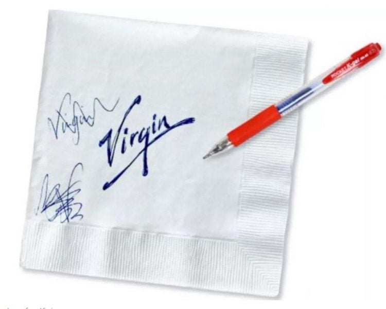 Virgin Logo Design Napkin Doodle