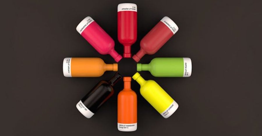 Absolut Vodka Pantone Bottles