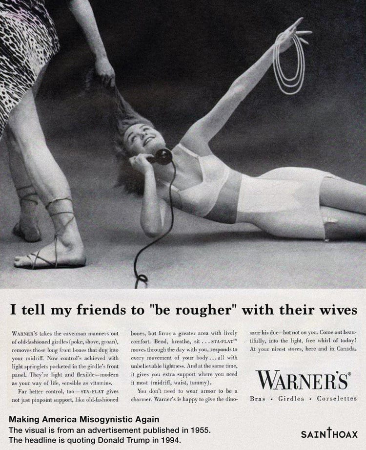 Misogynistic Vintage 1950s Ads with Sexist Quotes from Donald Trump 6