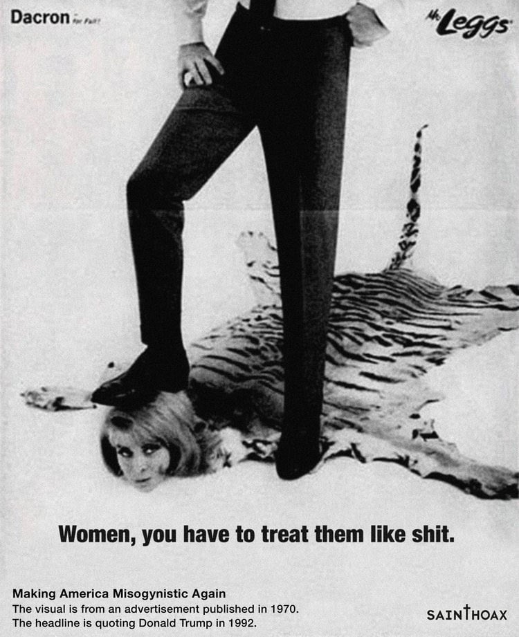 Misogynistic Vintage 1950's Ads with Sexist Quotes from Donald Trump