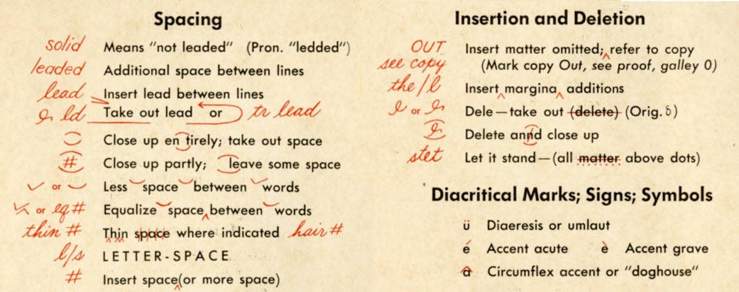Proofreading Marks for Typographers