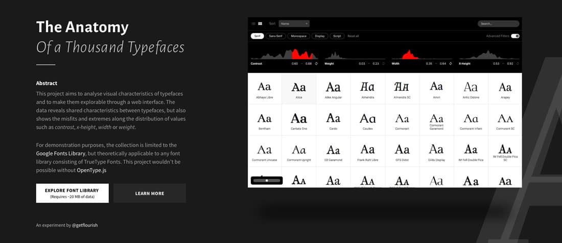 The Anatomy Of a Thousand Typefaces - A Typographic Experiment by @GetFlourish