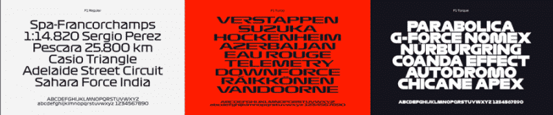 Formula 1 and F1 Fonts Free Download: F1 Regular, F1 Turbo, F1 Torque