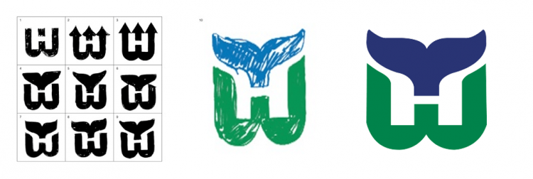 Early Logo Drafts for the Hartford Whalers Logo Designed by Peter Good