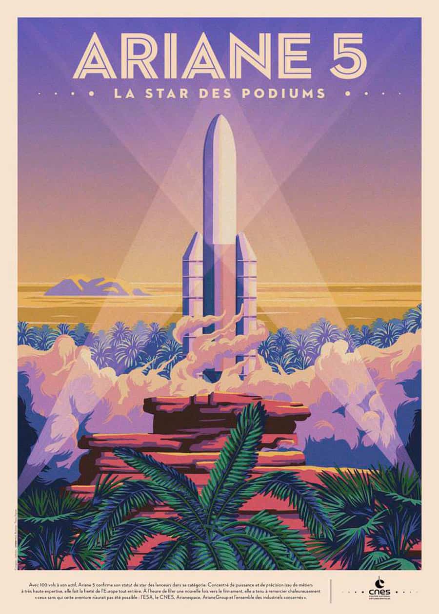 Retro Futuristic Space Posters for CNES Designed by Thomas 