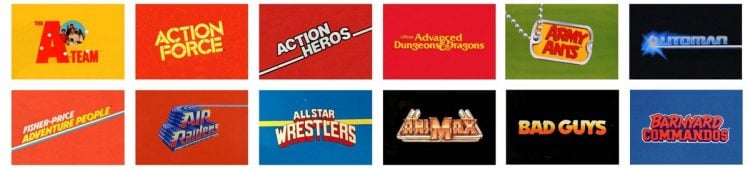 Vintage 80's TV Show Action Figure Brand Logo Designs by Reagan Ray
