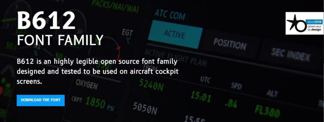 B612 Open Source Font Family - Designed For Aircraft Cockpit Screens