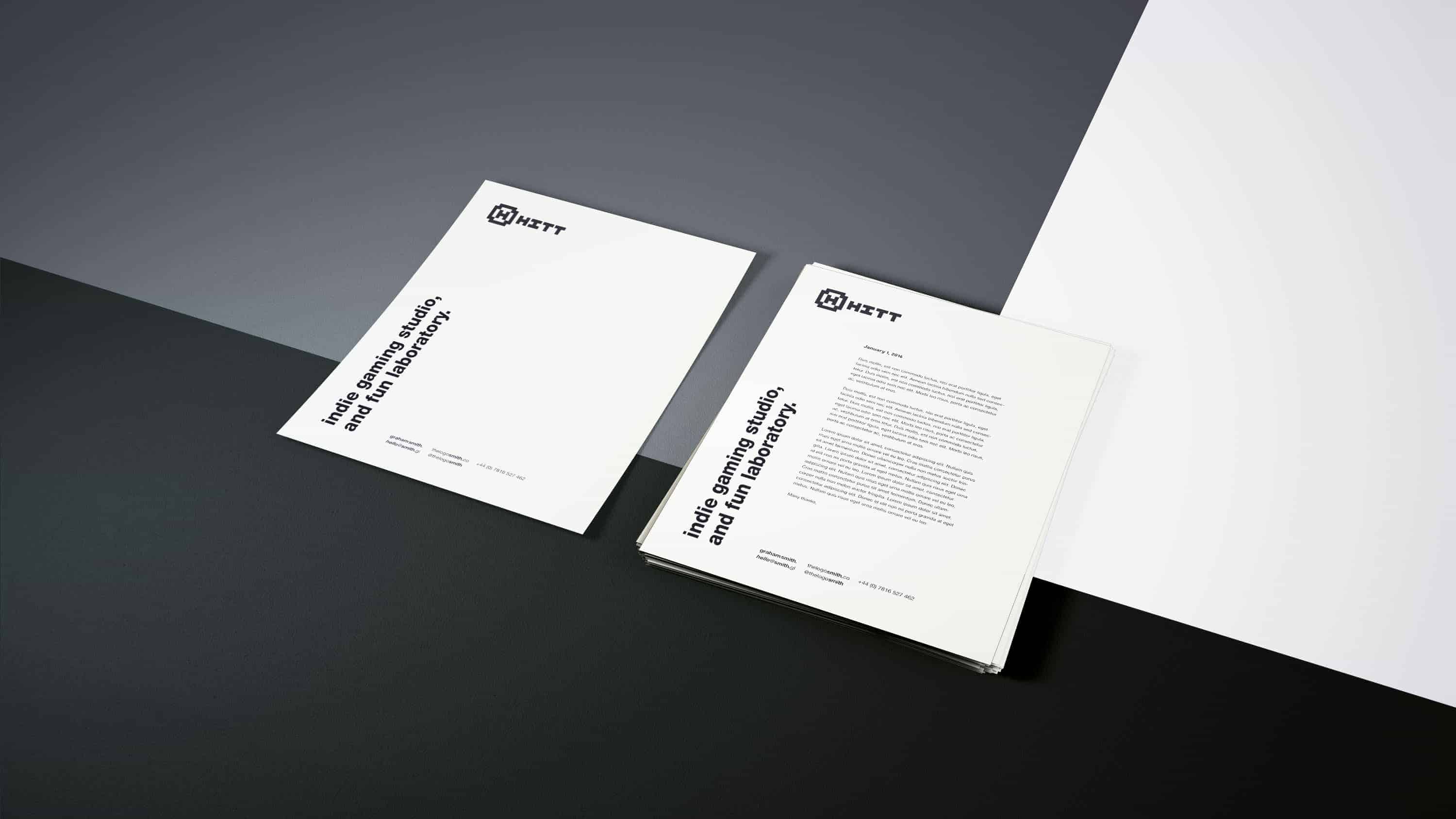 HITT gaming studio logo brand identity stationery design 3