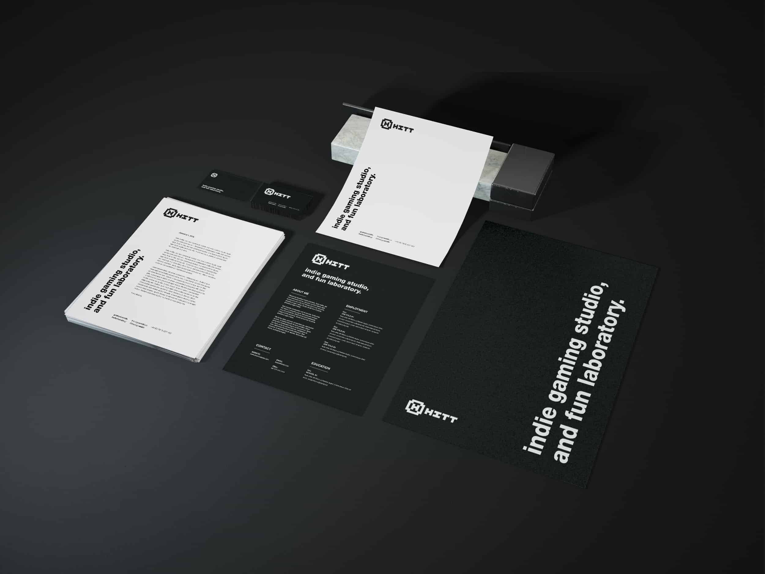 HITT gaming studio logo brand identity stationery design 3