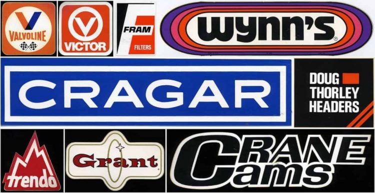 Vintage Car Racing Logos & Car Brand Decals & Stickers from the 1970's