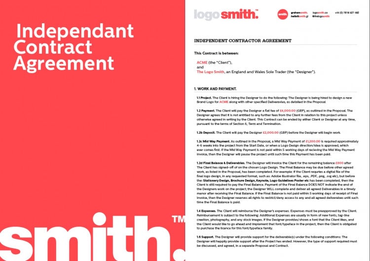 Freelance Designer Contract Independent Contractor Agreement Template to Download