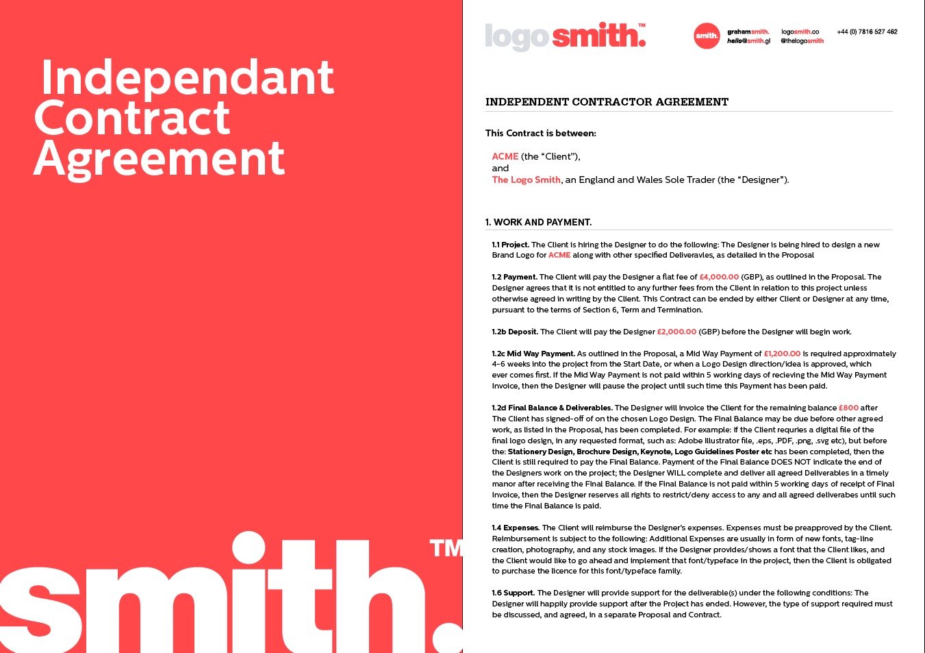 Freelance Design Contract Template Independent Contractor Agreement