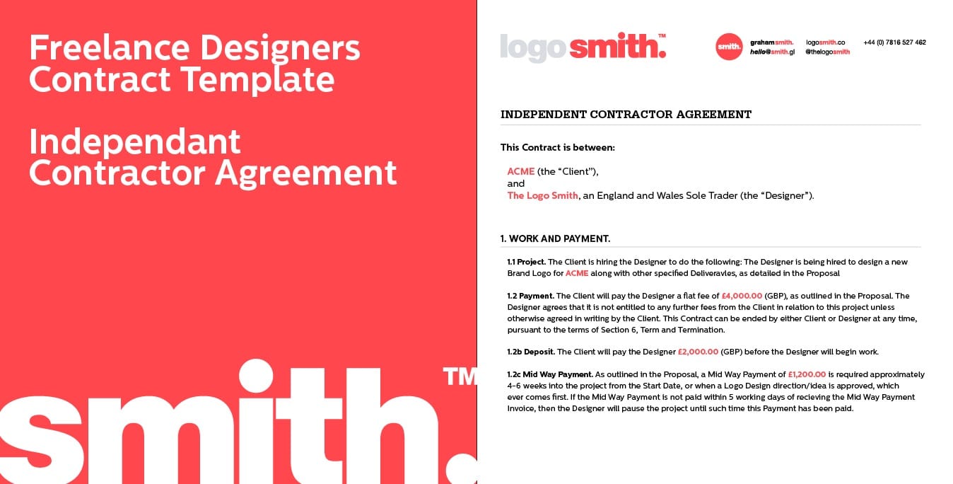Freelance Design Contract Template Independent Contractor Agreement
