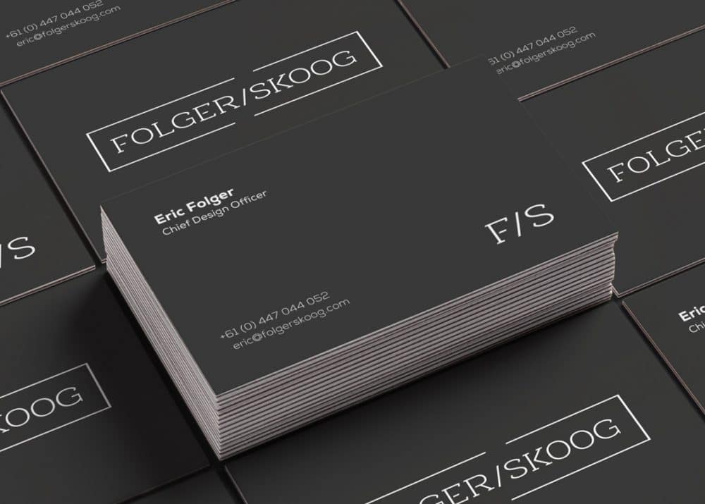 Folger Skoog Brand Identity Business Cards MockUp Designed by Freelance Logo Designer The Logo Smith
