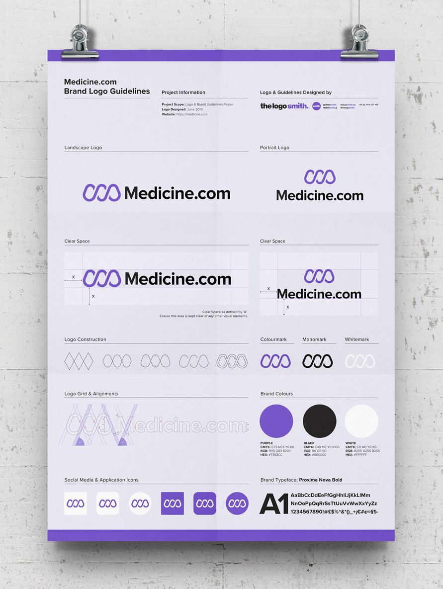 Medicine Brand Logo Guidelines Poster Template Free A3 Poster Mockup Designed by The Logo Smith