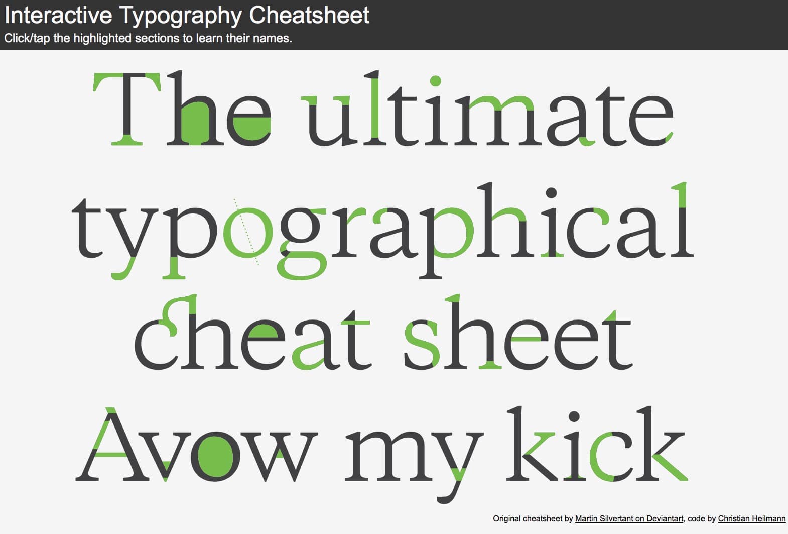 Interactive Typography Cheatsheet by Martin Silvertant & Christian Heilmann