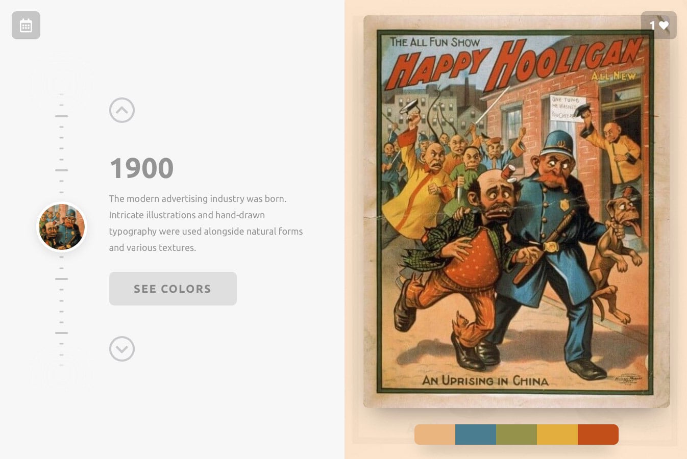 Color Leap Take a leap through time and see the color palettes of history 1900 colours