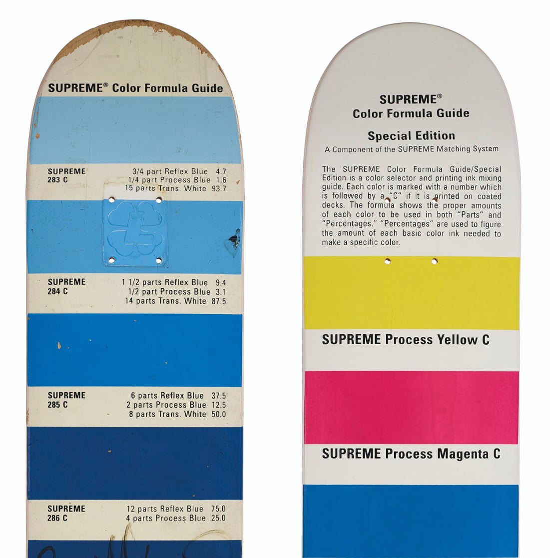 A set of five ryan mcguiness pantone skateboards supreme christies auction