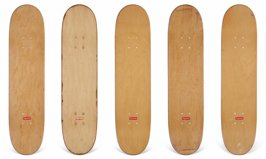 A set of five ryan mcguiness pantone skateboards supreme christies auction