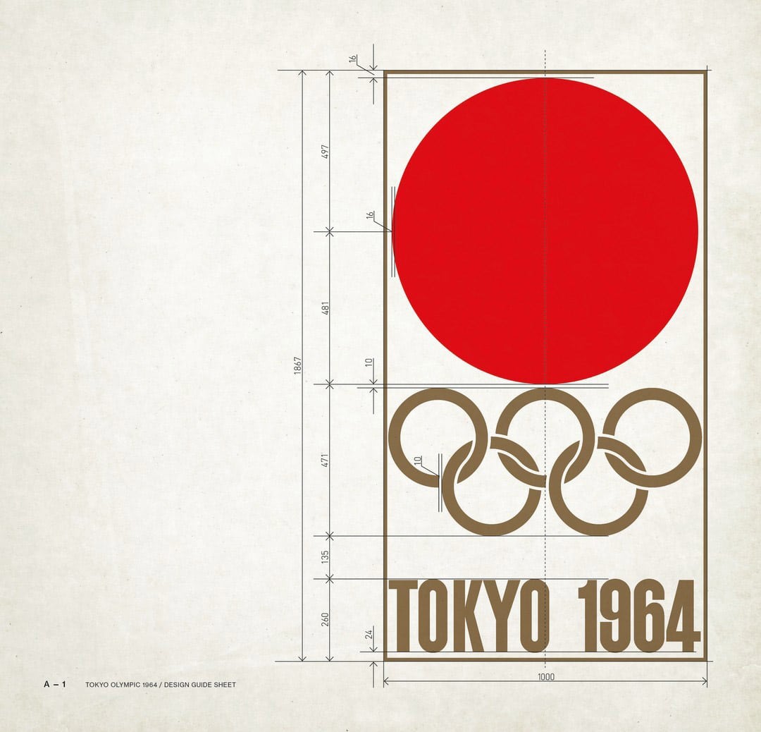 Tokyo Olympics 1964 Logo Design Guide Sheet Designed by Yusaku Kamekura