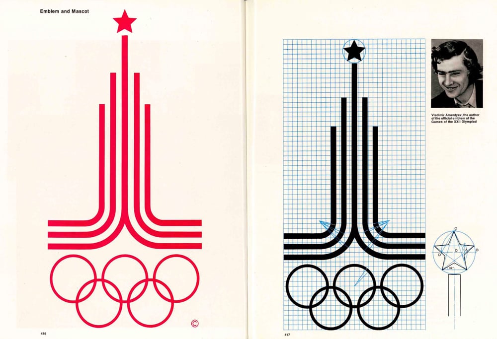 1980 Moscow Games Logo and Emblem Grid by Soviet designer Vladimir Arsentyev