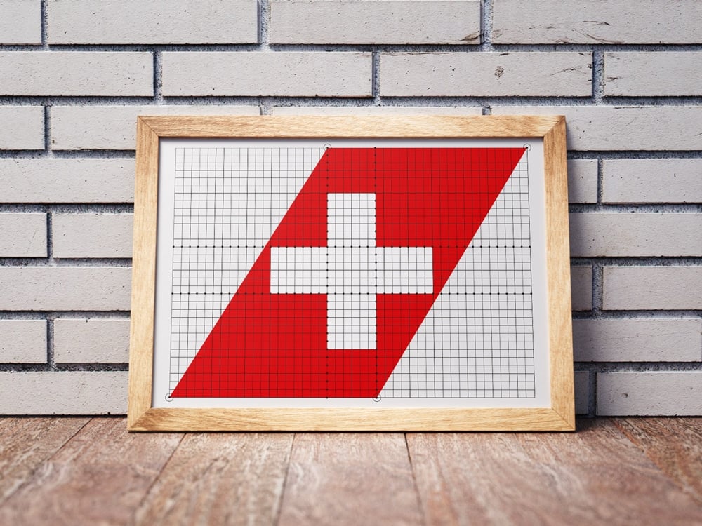 Swissair Logo Grid Poster Mockup Horizontal