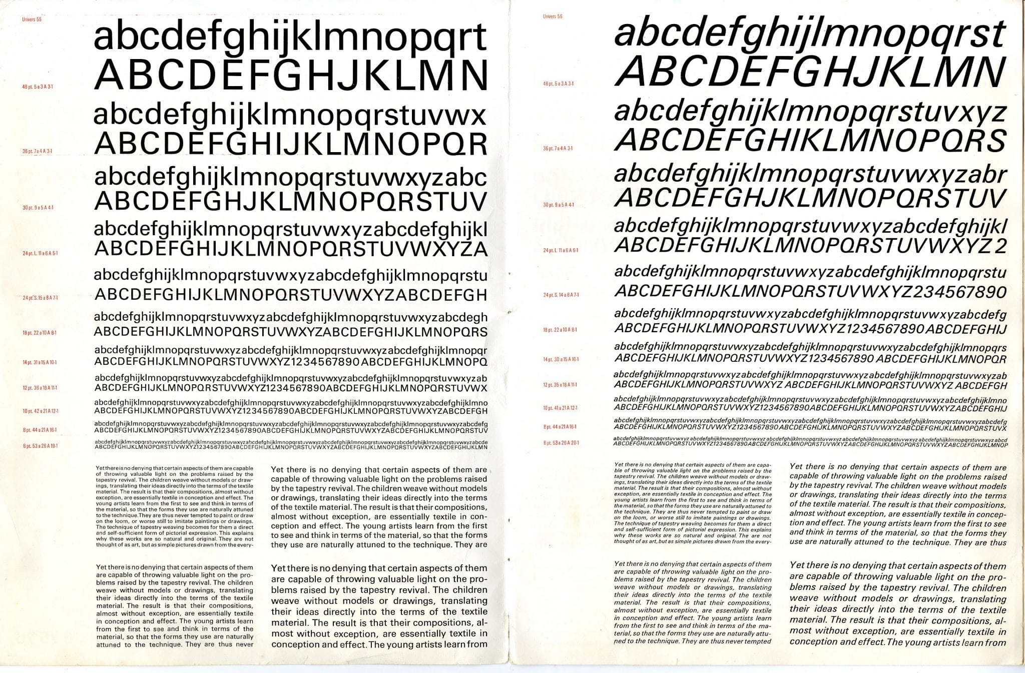 Univers Type Specimen Sheets Designed in 1957 by Adrian Frutiger 6