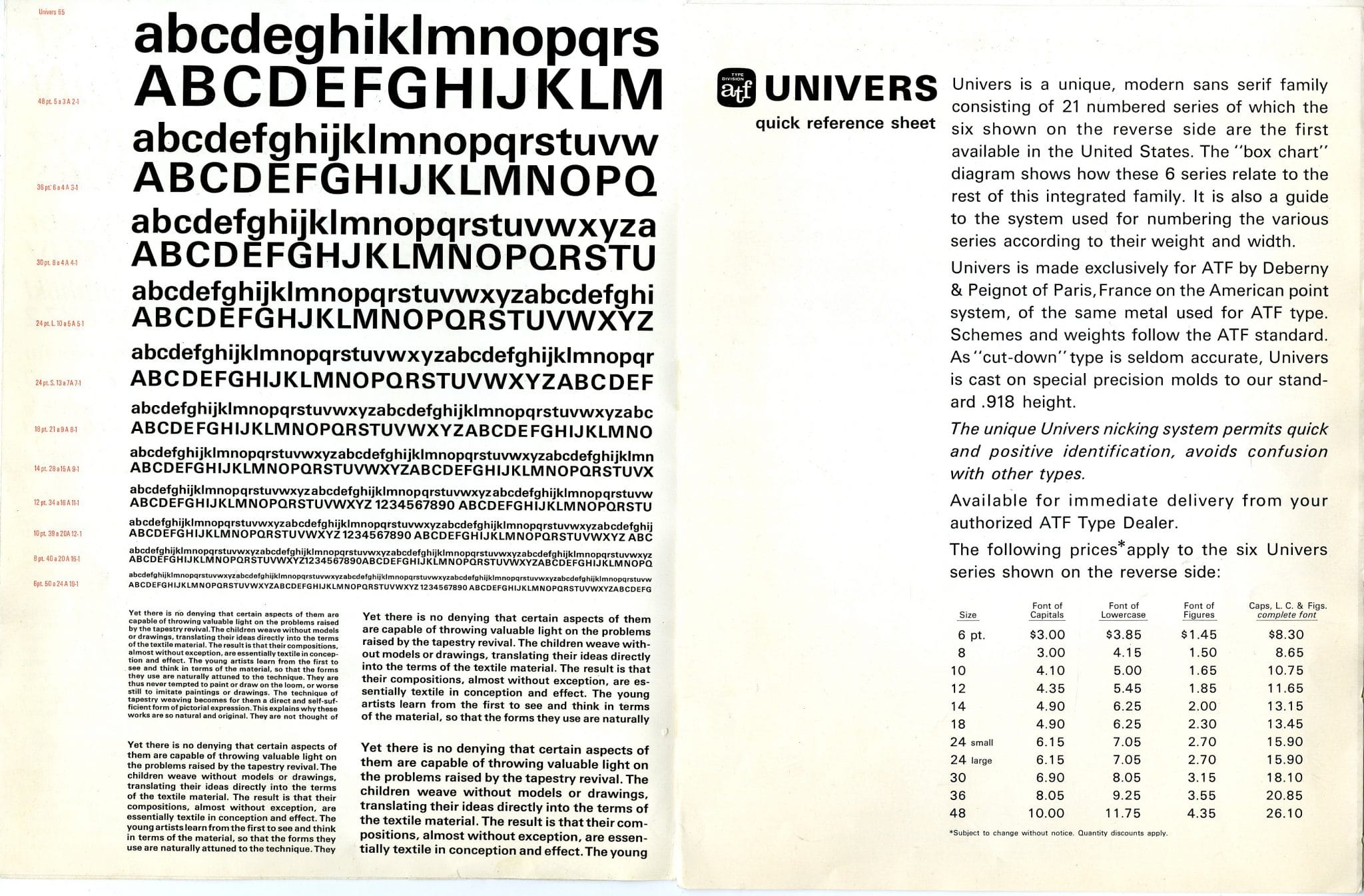 Univers Type Specimen Sheets Designed in 1957 by Adrian Frutiger 6