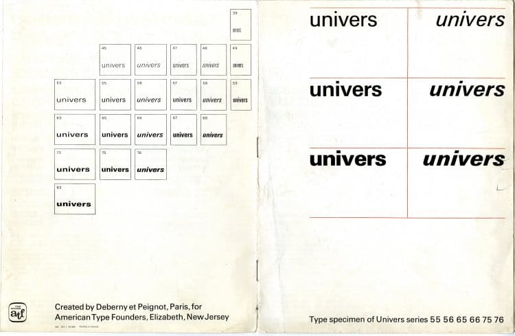 Univers Type Specimen Sheets Designed in 1957 by Adrian Frutiger 6