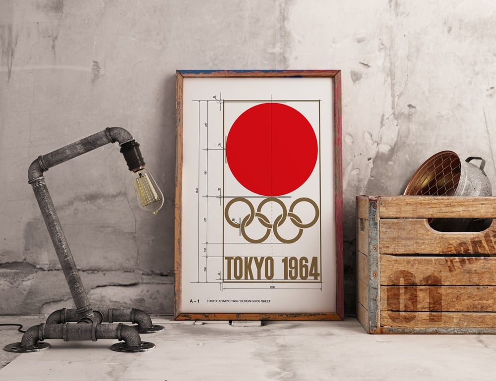 Vintage Tokyo Olympic 1964 Logo Guide Poster For Download