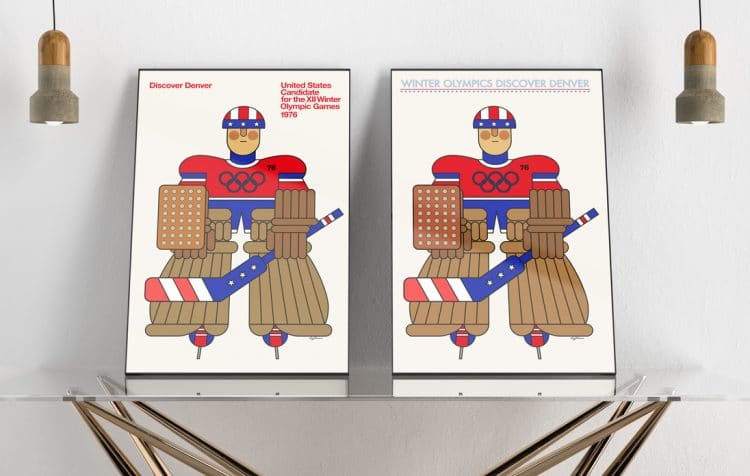 Winter Olympics Discover Denver Poster Hockey Colorado Poster Design recreated by The Logo Smith