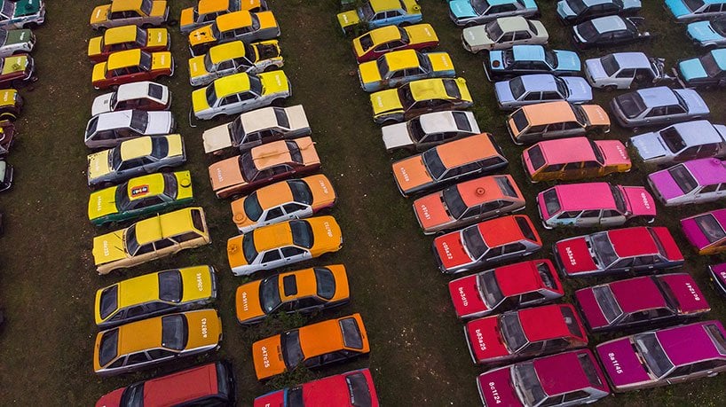 Solara Car Wrecks Zoer french artist paints 144 cars in scrapyard color chart