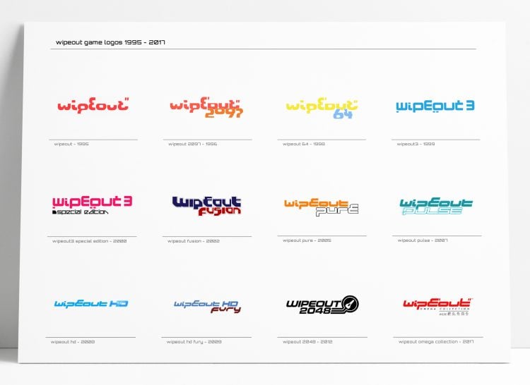 wipeout game logos 1995 - 2017 by the designers republic